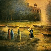 A. Q. Arif, 48 x 48 Inch, Oil on Canvas, Cityscape Painting, AC-AQ-451